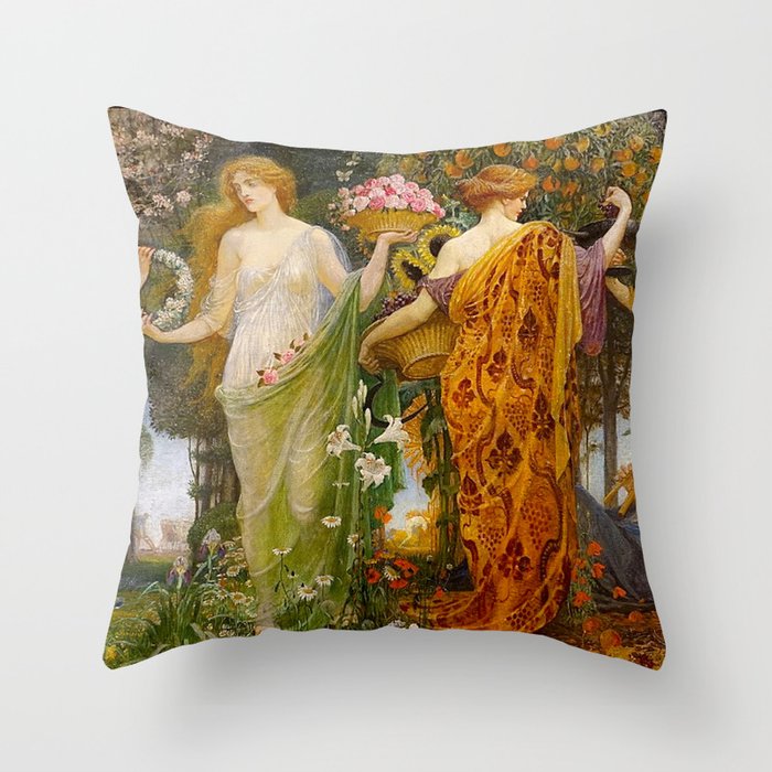 A Masque of Four Seasons by Walter Crane Throw Pillow Gallery Image 6