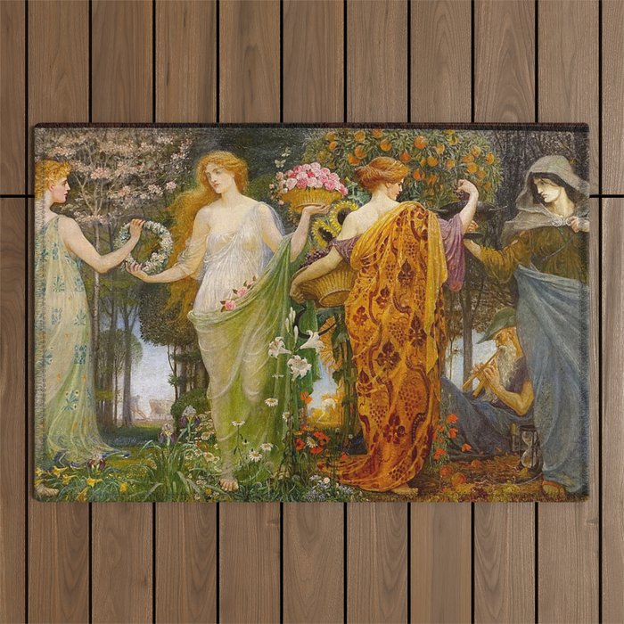 A Masque of Four Seasons by Walter Crane Outdoor Rug Gallery Image 1