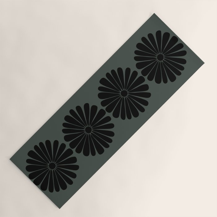Retro Daisy Abstract IX Earthy Green Bold Floral Yoga Mat Gallery Image 1