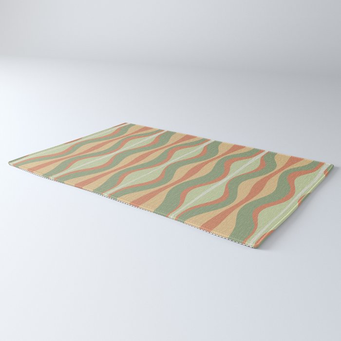Hourglass Midcentury Modern Abstract Pattern in Sage Green and Apricot Rug Gallery Image 3