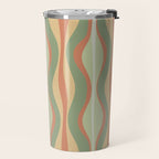 Hourglass Midcentury Modern Abstract Pattern in Sage Green and Apricot Travel Mug Gallery Image 2