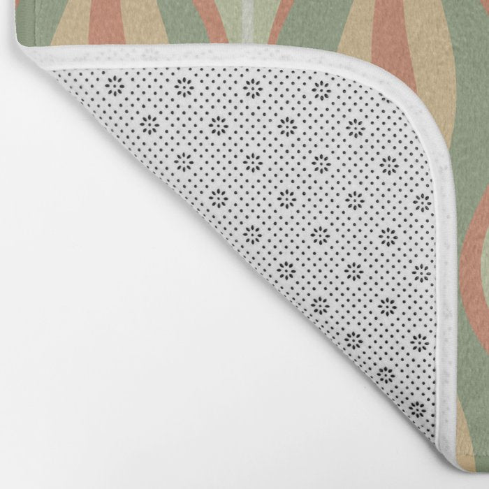 Hourglass Midcentury Modern Abstract Pattern in Sage Green and Apricot Bath Mat Gallery Image 2
