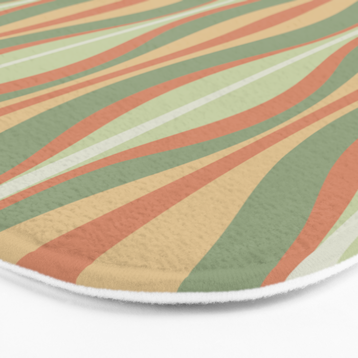 Hourglass Midcentury Modern Abstract Pattern in Sage Green and Apricot Bath Mat Gallery Image 3