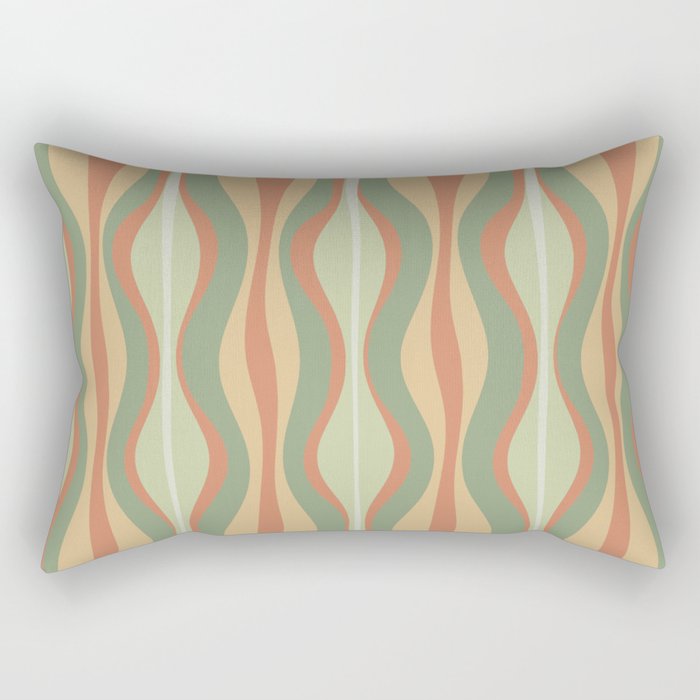 Hourglass Midcentury Modern Abstract Pattern in Sage Green and Apricot Rectangular Pillow Gallery Image 1