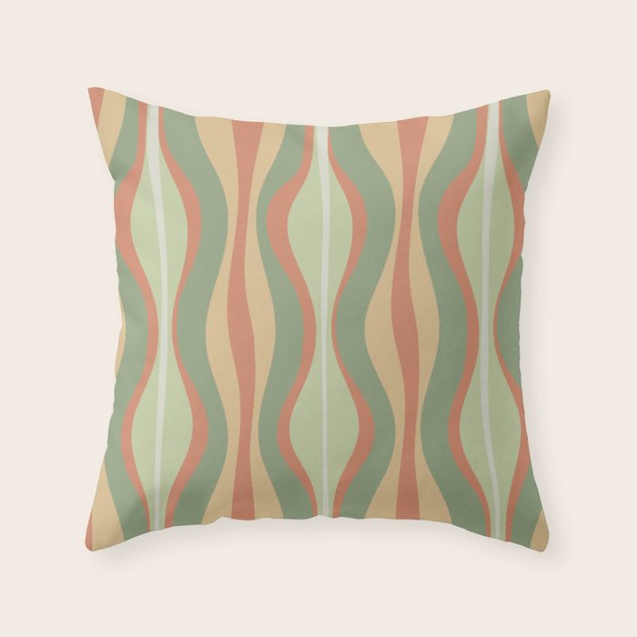 Hourglass Midcentury Modern Abstract Pattern in Sage Green and Apricot Throw Pillow Gallery Image 6