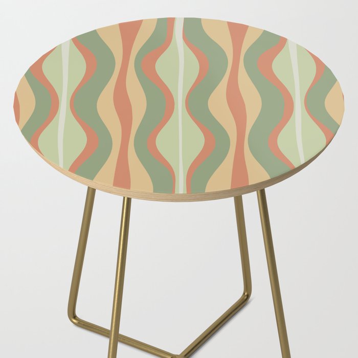Hourglass Midcentury Modern Abstract Pattern in Sage Green and Apricot Side Table Gallery Image 2
