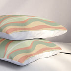 Hourglass Midcentury Modern Abstract Pattern in Sage Green and Apricot Pillow Sham Gallery Image 3