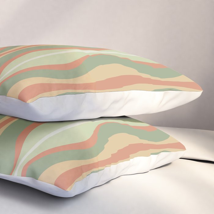 Hourglass Midcentury Modern Abstract Pattern in Sage Green and Apricot Pillow Sham Gallery Image 3