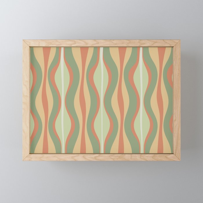 Hourglass Midcentury Modern Abstract Pattern in Sage Green and Apricot Mini Art Print Gallery Image 1