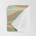 Hourglass Midcentury Modern Abstract Pattern in Sage Green and Apricot Throw Blanket Gallery Image 3