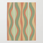Hourglass Midcentury Modern Abstract Pattern in Sage Green and Apricot Poster Gallery Image 4