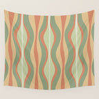 Hourglass Midcentury Modern Abstract Pattern in Sage Green and Apricot Wall Tapestry Gallery Image 4