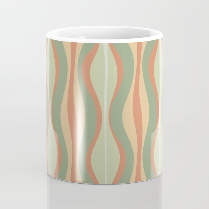 Hourglass Midcentury Modern Abstract Pattern in Sage Green and Apricot Coffee Mug Gallery Image 4
