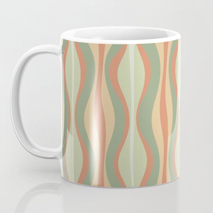 Hourglass Midcentury Modern Abstract Pattern in Sage Green and Apricot Coffee Mug Gallery Image 3