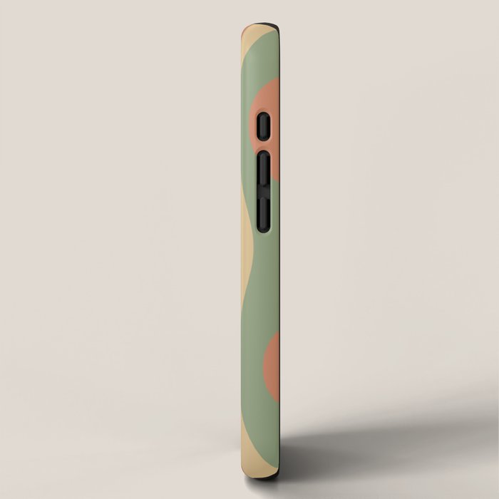 Hourglass Midcentury Modern Abstract Pattern in Sage Green and Apricot iPhone Case Gallery Image 2