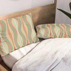Hourglass Midcentury Modern Abstract Pattern in Sage Green and Apricot Pillow Sham Gallery Image 2