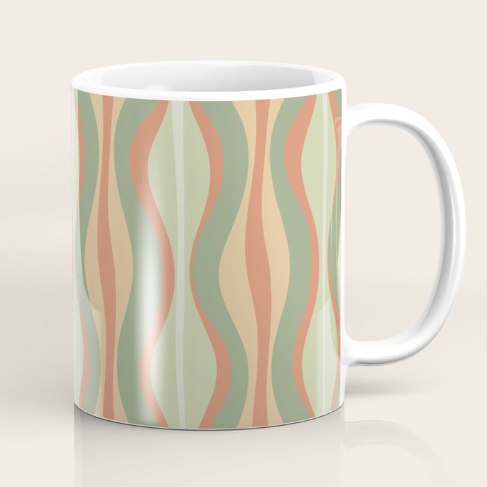 Hourglass Midcentury Modern Abstract Pattern in Sage Green and Apricot Coffee Mug Gallery Image 1
