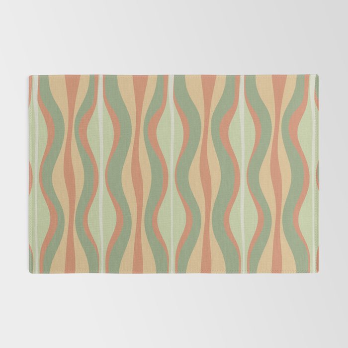 Hourglass Midcentury Modern Abstract Pattern in Sage Green and Apricot Rug Gallery Image 2
