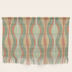 Hourglass Midcentury Modern Abstract Pattern in Sage Green and Apricot Wall Hanging Gallery Image 1