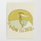 follow the sun lady slide // retro surf art by surfy birdy Poster Gallery Image 4