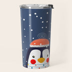 Christmas Penguin with fairy lights no2 Travel Mug Gallery Image 2