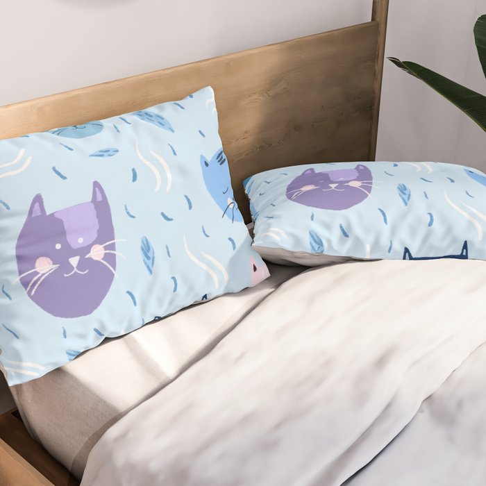 Little blue cats Pillow Sham Gallery Image 2