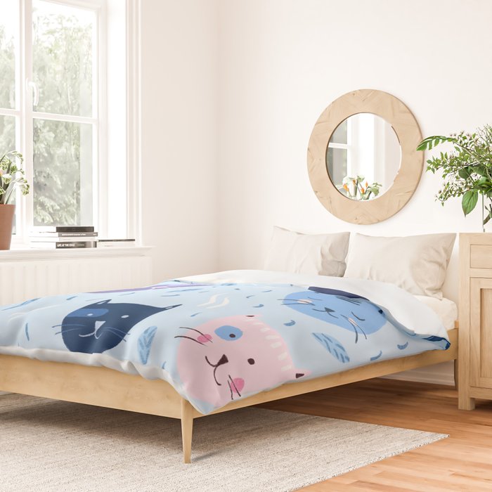 Little blue cats Duvet Cover Gallery Image 2