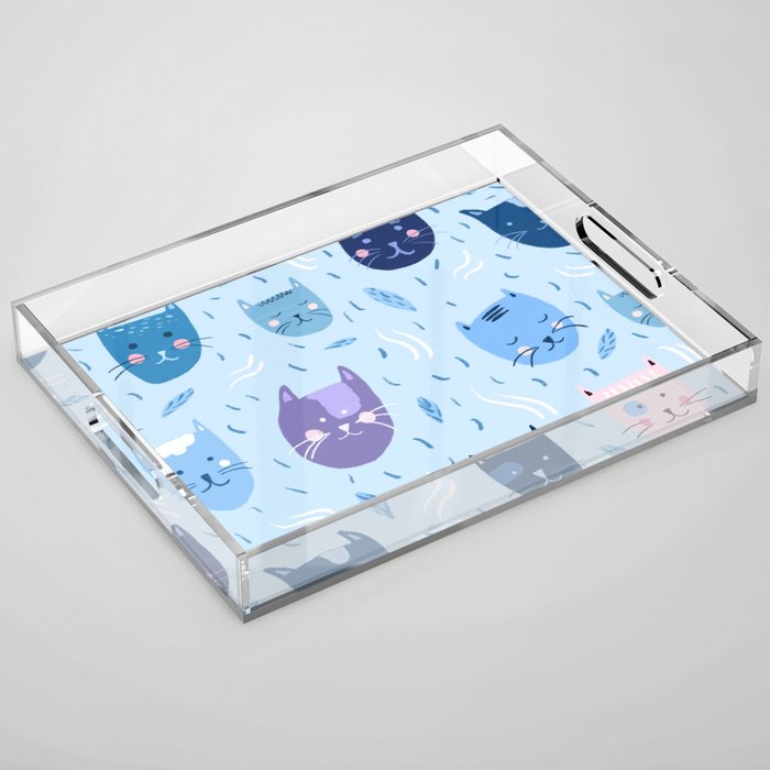 Little blue cats Acrylic Tray Gallery Image 1