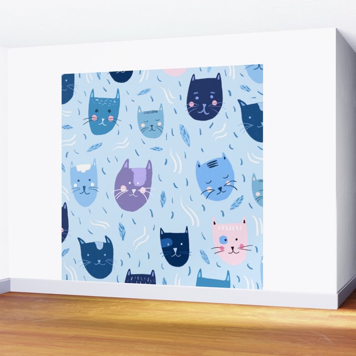 Little blue cats Wall Mural Gallery Image 2