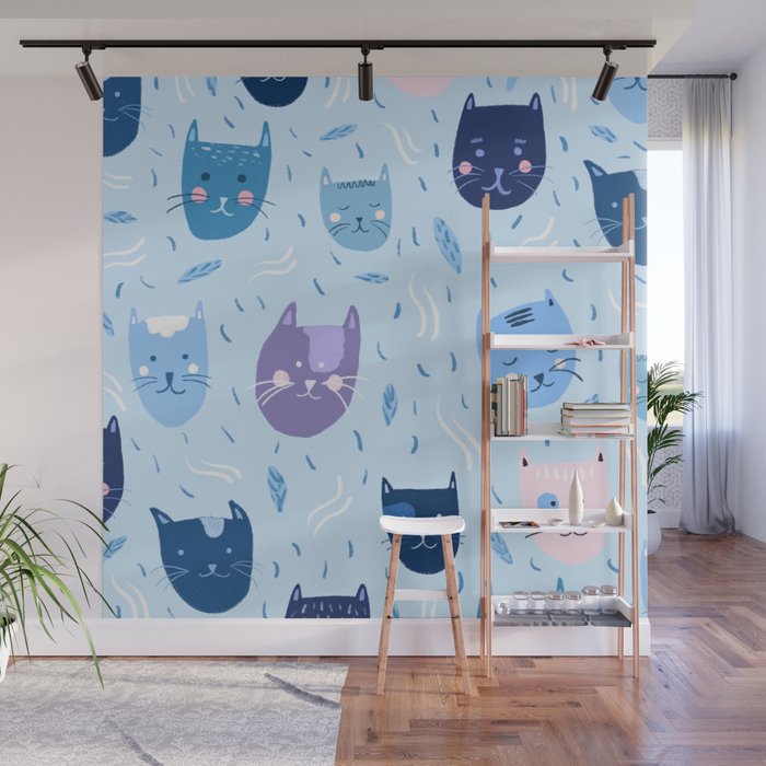 Little blue cats Wall Mural Gallery Image 1