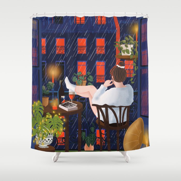 Rainy night Shower Curtain Gallery Image 1
