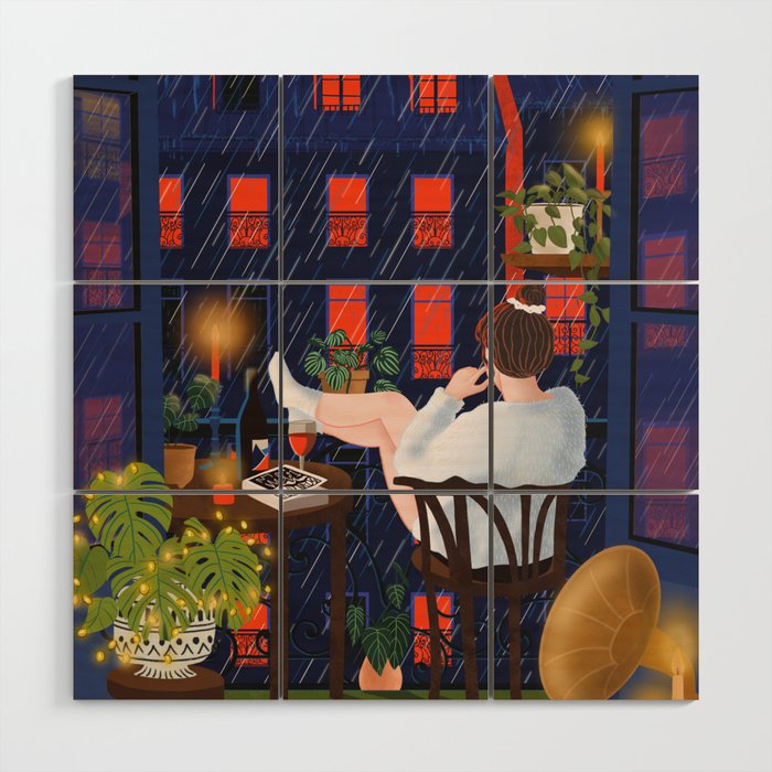 Rainy night Wood Wall Art Gallery Image 1