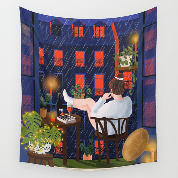 Rainy night Wall Tapestry Gallery Image 4