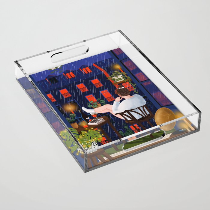 Rainy night Acrylic Tray Gallery Image 1