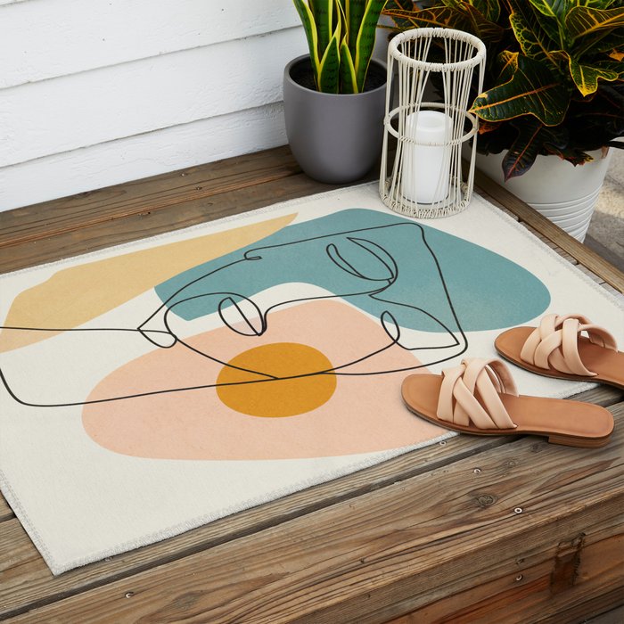 Abstract Face 25 Outdoor Rug Gallery Image 2