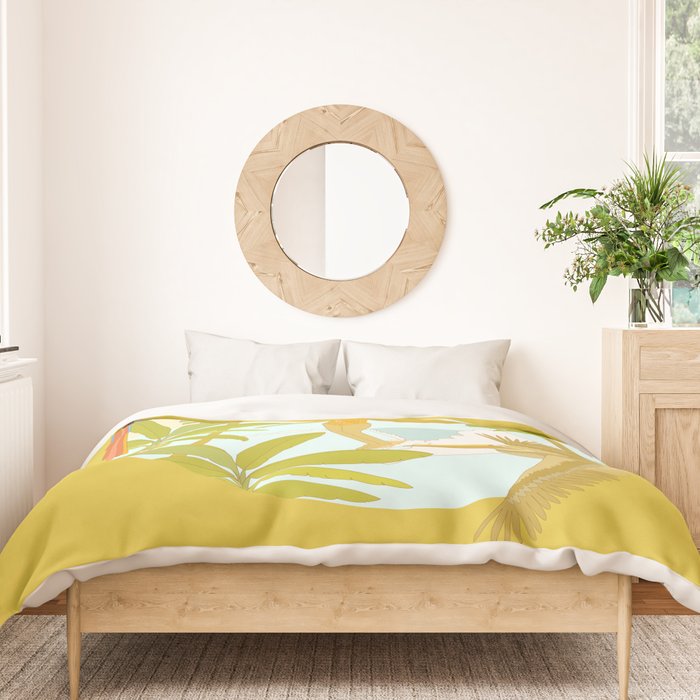 Pura vida jungle by the sea // retro surf art by surfy birdy Duvet Cover Gallery Image 3