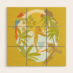 Pura vida jungle by the sea // retro surf art by surfy birdy Wood Wall Art Gallery Image 1
