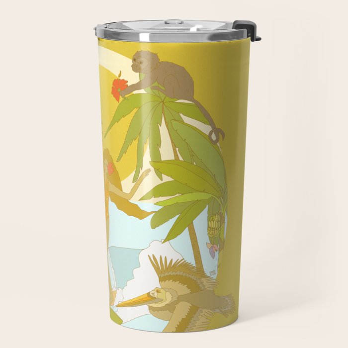 Pura vida jungle by the sea // retro surf art by surfy birdy Travel Mug Gallery Image 2