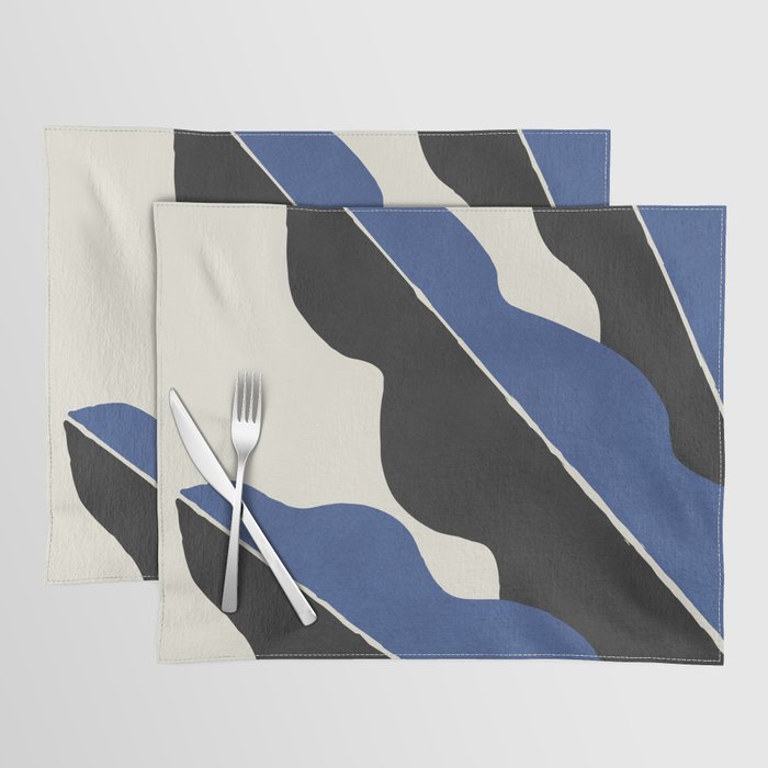 Color Block Abstract Leaf - Blue Black  Placemat Gallery Image 1