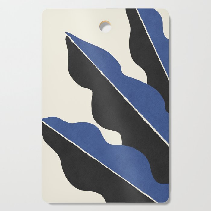 Color Block Abstract Leaf - Blue Black  Cutting Board Gallery Image 1