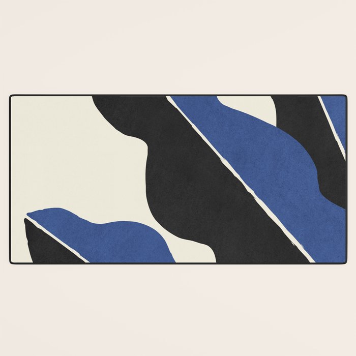 Color Block Abstract Leaf - Blue Black  Desk Mat Gallery Image 3