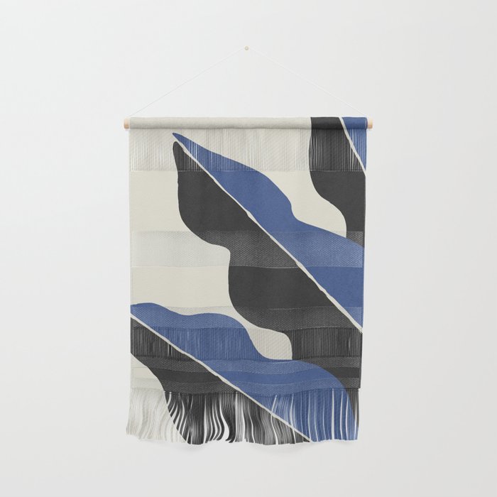Color Block Abstract Leaf - Blue Black  Wall Hanging Gallery Image 1