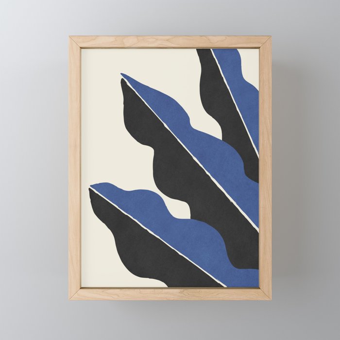 Color Block Abstract Leaf - Blue Black  Mini Art Print Gallery Image 1