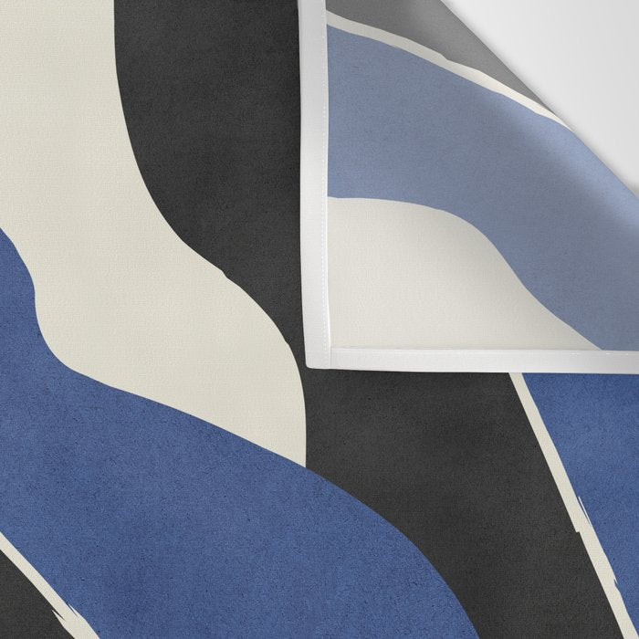 Color Block Abstract Leaf - Blue Black  Wall Tapestry Gallery Image 3