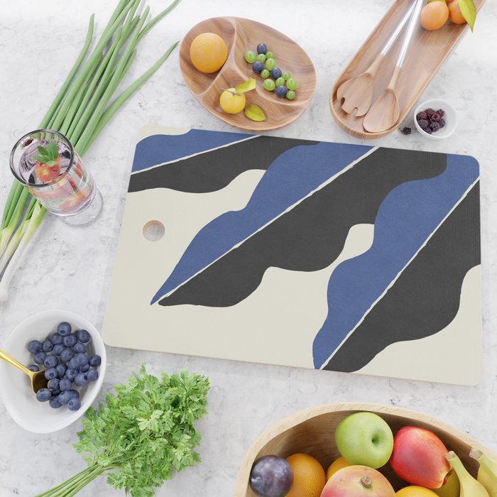 Color Block Abstract Leaf - Blue Black  Cutting Board Gallery Image 2