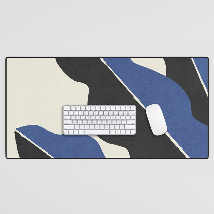 Color Block Abstract Leaf - Blue Black  Desk Mat Gallery Image 1