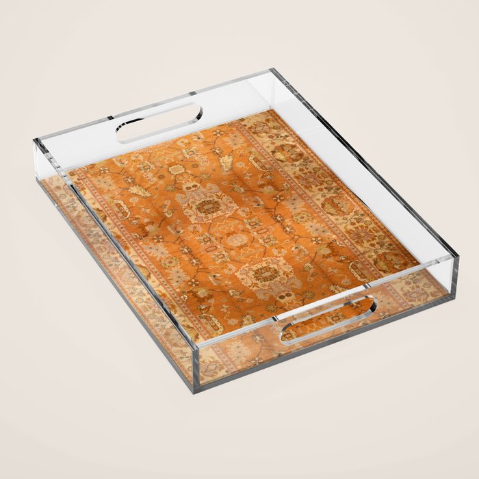 Antique Turkish Oushak Rug Print Acrylic Tray Gallery Image 1