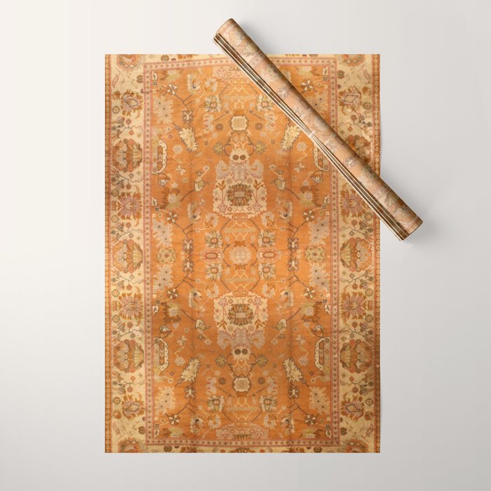 Antique Turkish Oushak Rug Print Wrapping Paper Gallery Image 1