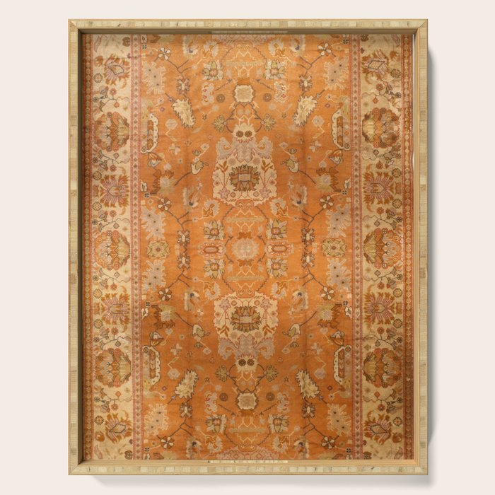 Antique Turkish Oushak Rug Print Serving Tray Gallery Image 1