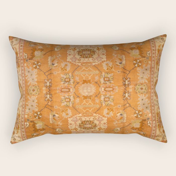 Antique Turkish Oushak Rug Print Rectangular Pillow Gallery Image 1